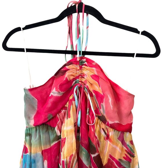 FIGUE Lula Halter Silk Chiffon Maxi Dress Sz 4 - Picture 7 of 7